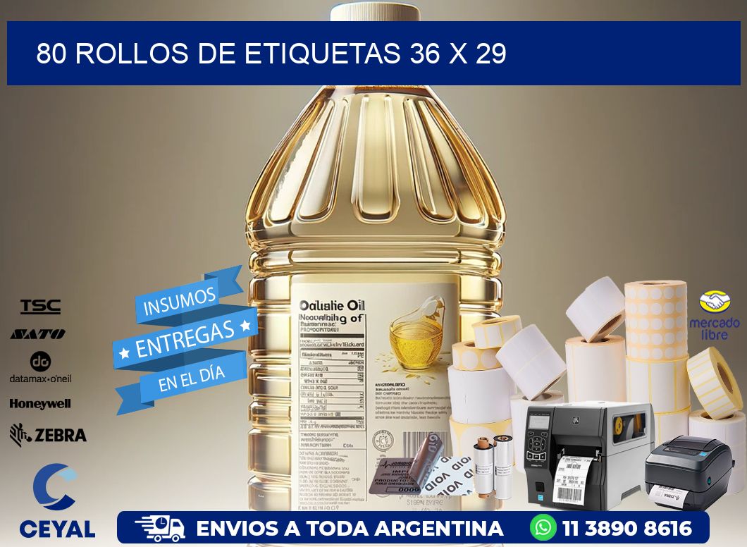 80 ROLLOS DE ETIQUETAS 36 x 29