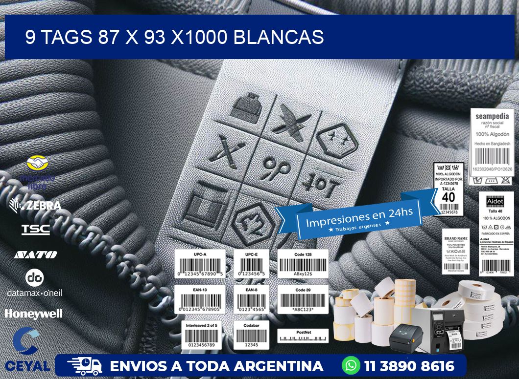 9 TAGS 87 x 93 X1000 BLANCAS