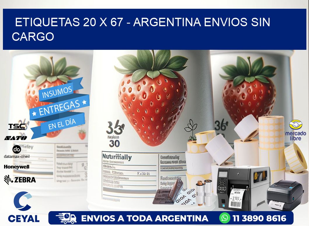 ETIQUETAS 20 x 67 - ARGENTINA ENVIOS SIN CARGO