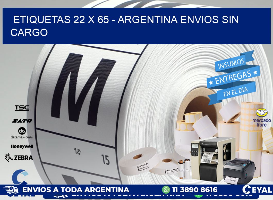 ETIQUETAS 22 x 65 - ARGENTINA ENVIOS SIN CARGO