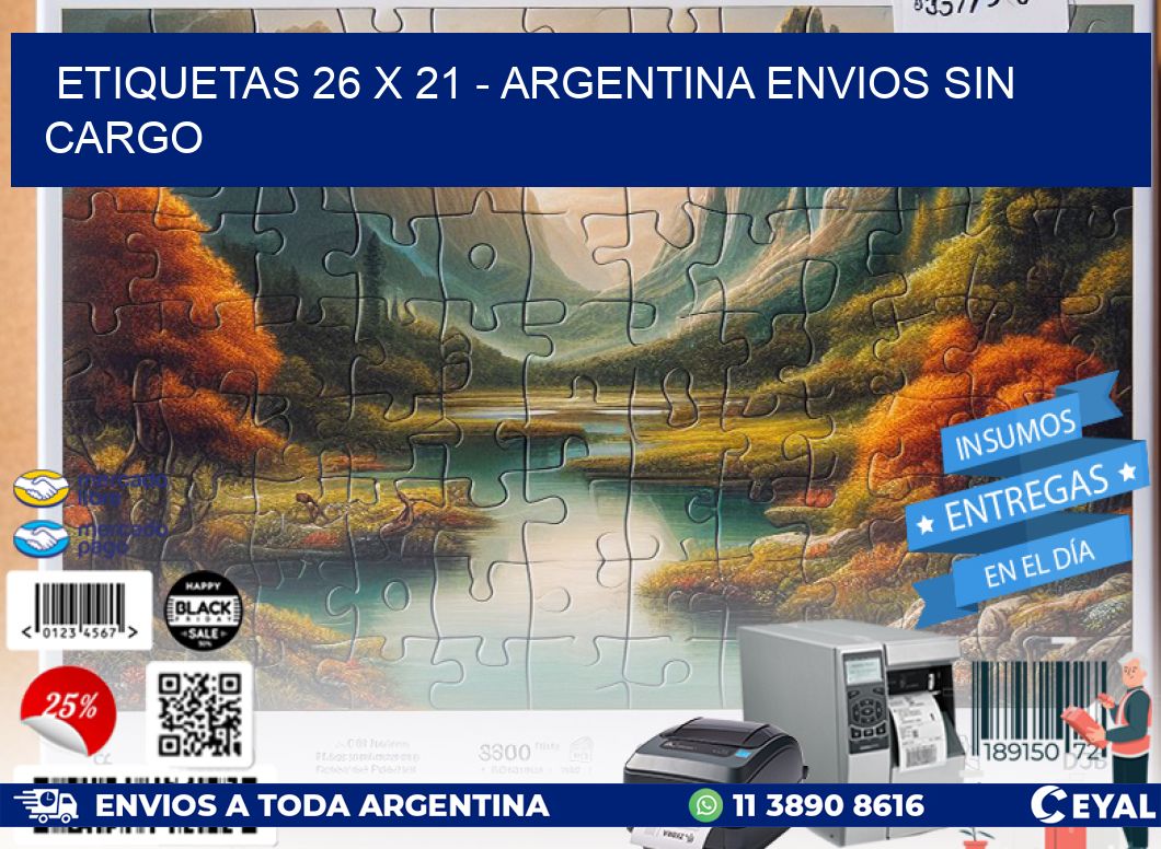 ETIQUETAS 26 x 21 - ARGENTINA ENVIOS SIN CARGO