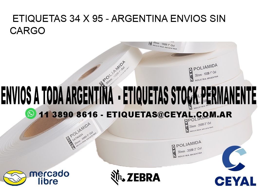 ETIQUETAS 34 x 95 - ARGENTINA ENVIOS SIN CARGO