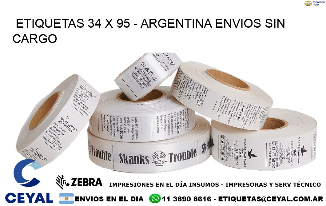 ETIQUETAS 34 x 95 - ARGENTINA ENVIOS SIN CARGO