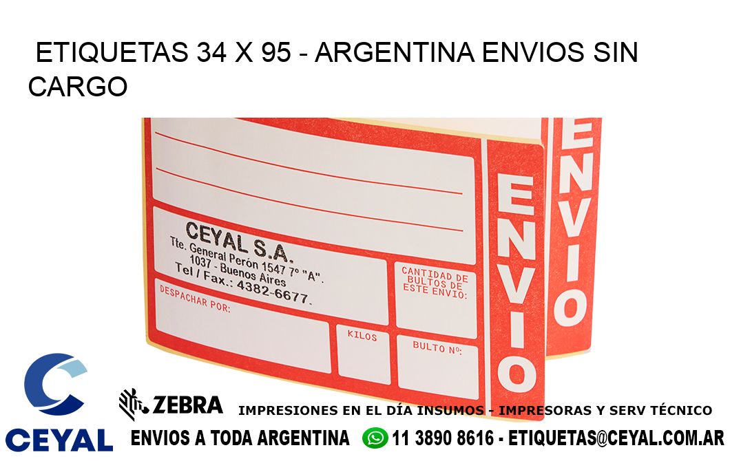 ETIQUETAS 34 x 95 - ARGENTINA ENVIOS SIN CARGO