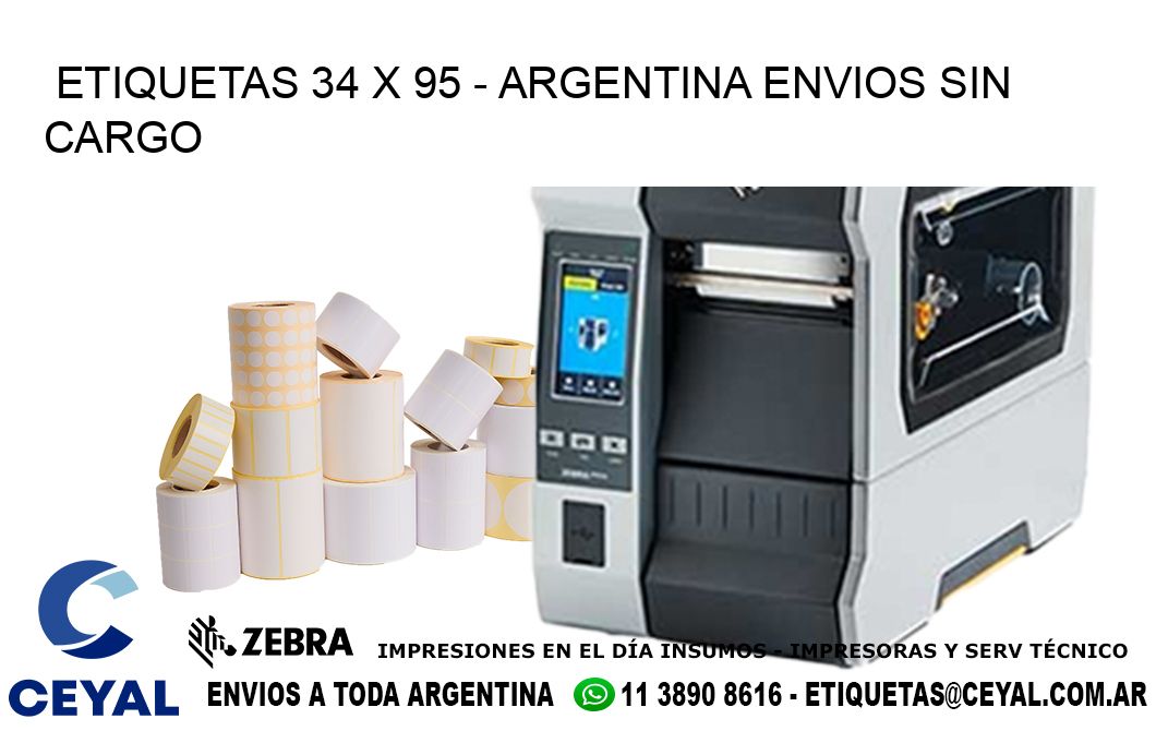 ETIQUETAS 34 x 95 - ARGENTINA ENVIOS SIN CARGO