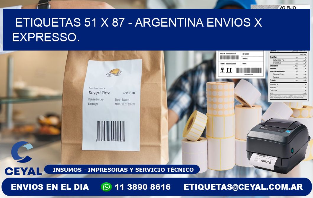 ETIQUETAS 51 x 87 - ARGENTINA ENVIOS X EXPRESSO.