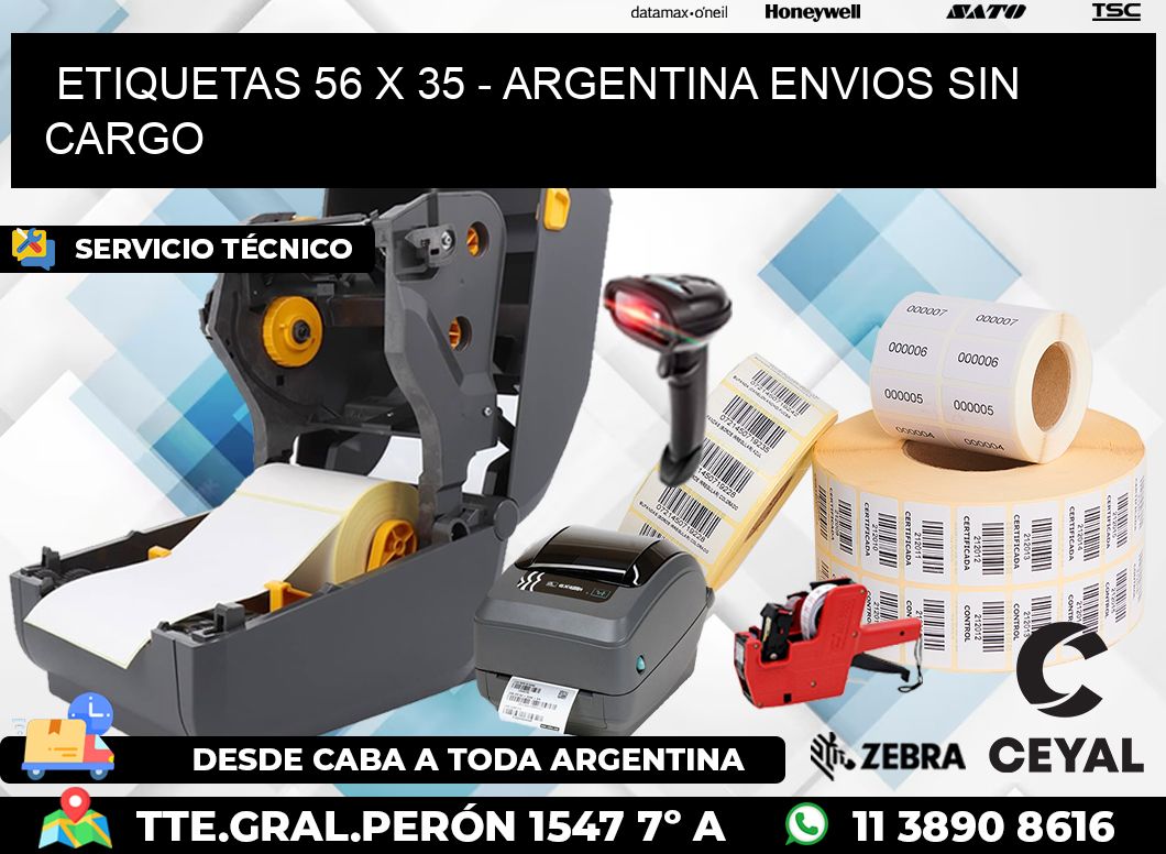 ETIQUETAS 56 x 35 - ARGENTINA ENVIOS SIN CARGO