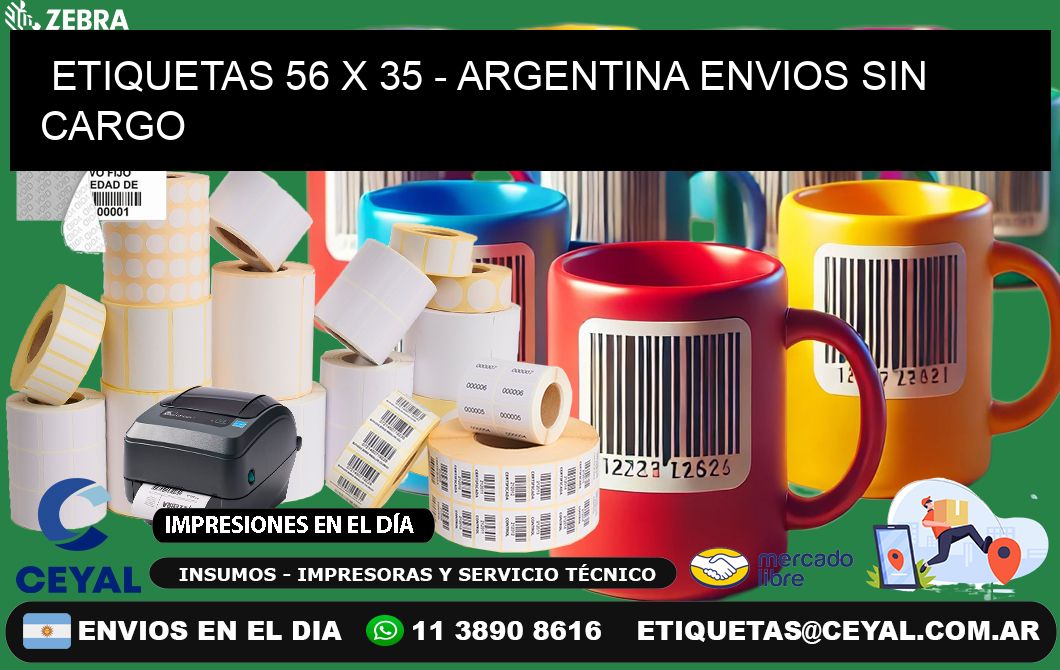 ETIQUETAS 56 x 35 - ARGENTINA ENVIOS SIN CARGO