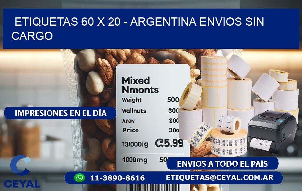 ETIQUETAS 60 x 20 - ARGENTINA ENVIOS SIN CARGO