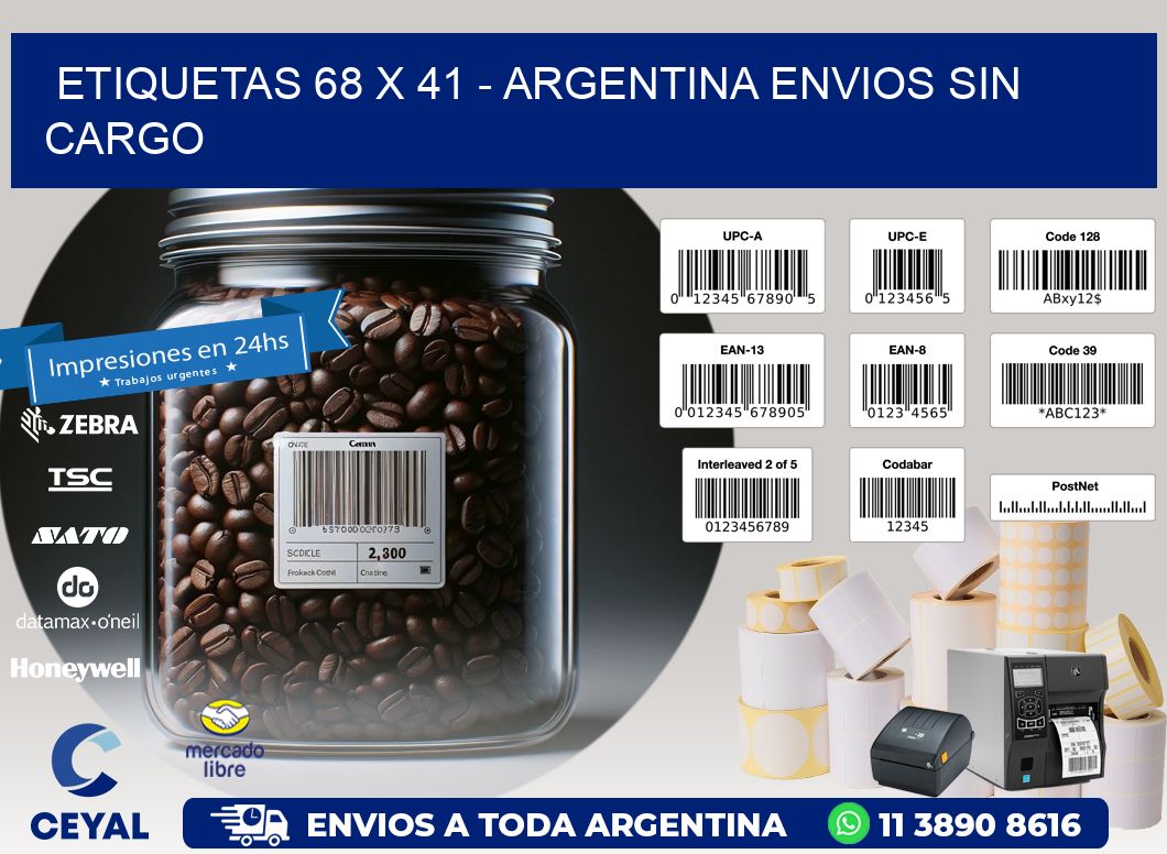 ETIQUETAS 68 x 41 - ARGENTINA ENVIOS SIN CARGO