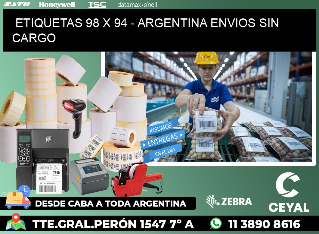 ETIQUETAS 98 x 94 - ARGENTINA ENVIOS SIN CARGO