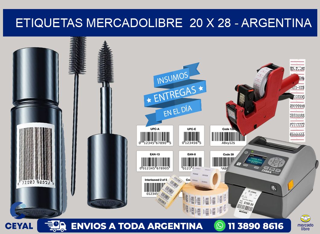 ETIQUETAS MERCADOLIBRE  20 x 28 - ARGENTINA