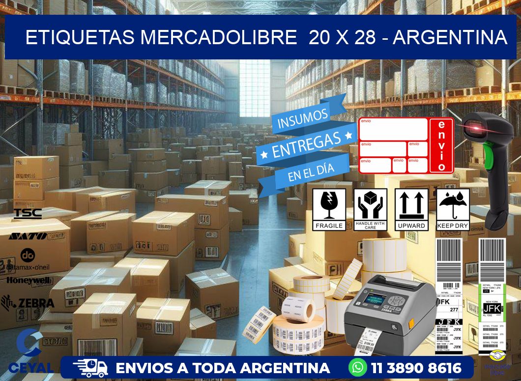 ETIQUETAS MERCADOLIBRE  20 x 28 - ARGENTINA