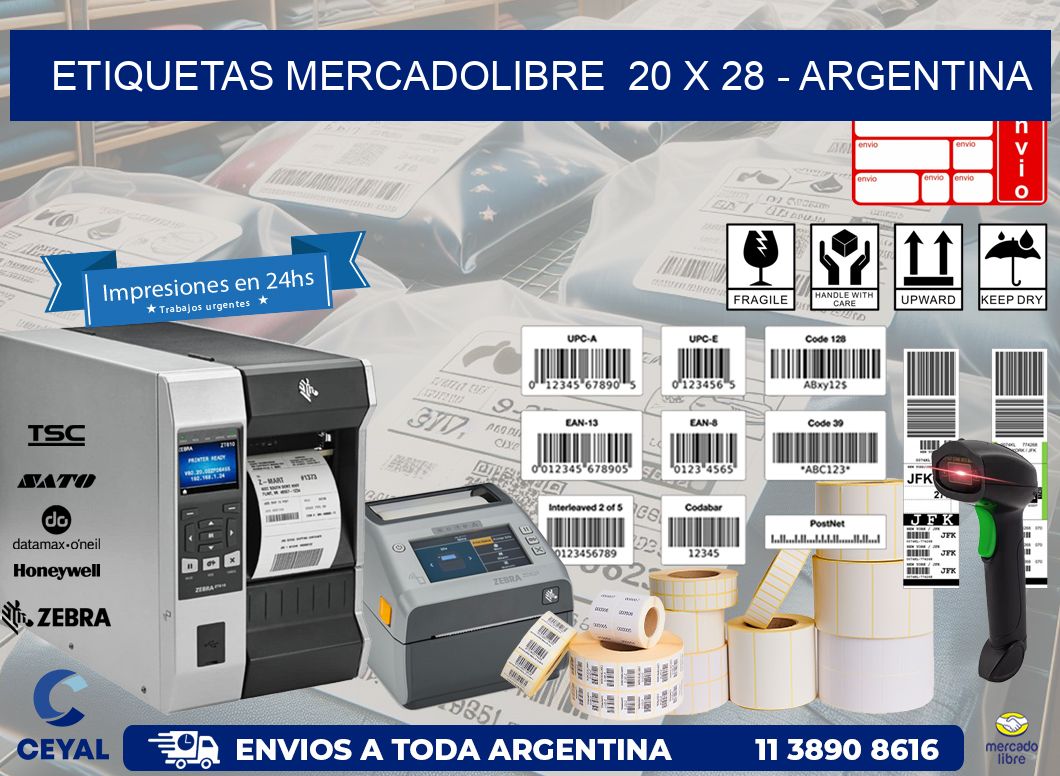 ETIQUETAS MERCADOLIBRE  20 x 28 - ARGENTINA