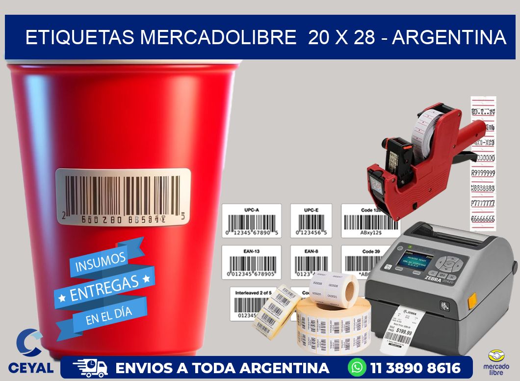 ETIQUETAS MERCADOLIBRE  20 x 28 – ARGENTINA