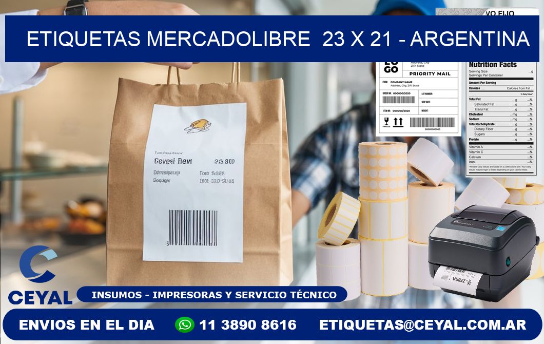 ETIQUETAS MERCADOLIBRE  23 x 21 - ARGENTINA