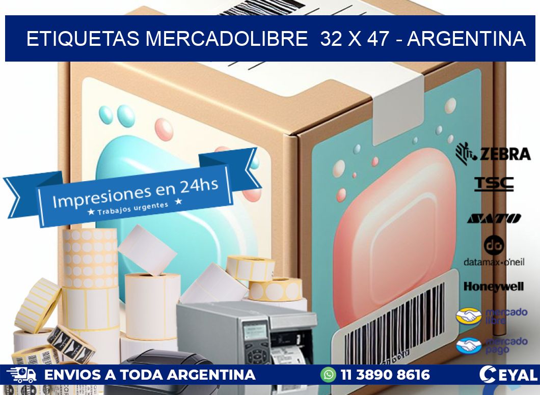 ETIQUETAS MERCADOLIBRE  32 x 47 - ARGENTINA