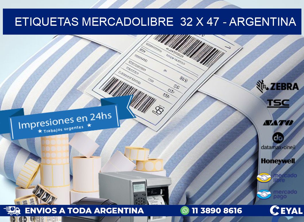 ETIQUETAS MERCADOLIBRE  32 x 47 - ARGENTINA