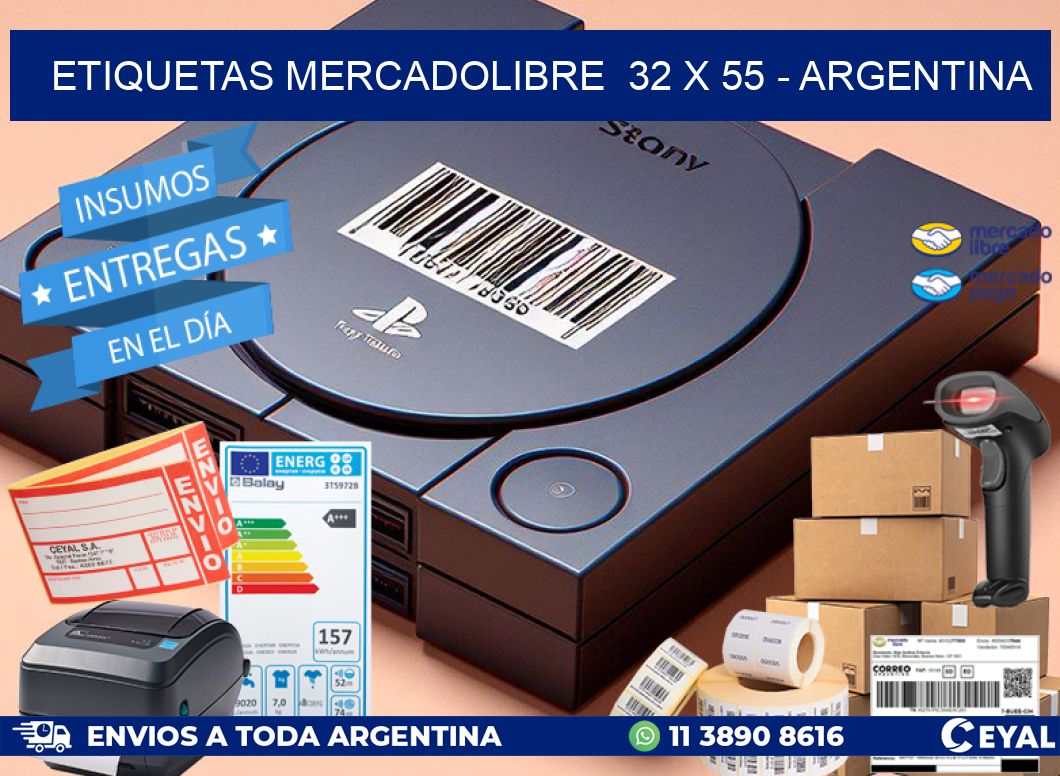 ETIQUETAS MERCADOLIBRE  32 x 55 - ARGENTINA