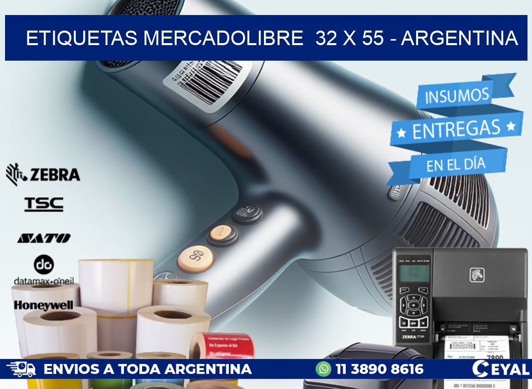 ETIQUETAS MERCADOLIBRE  32 x 55 - ARGENTINA