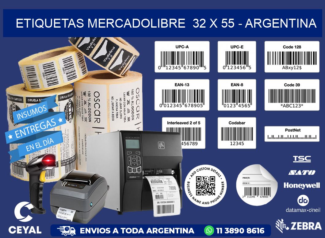 ETIQUETAS MERCADOLIBRE  32 x 55 - ARGENTINA