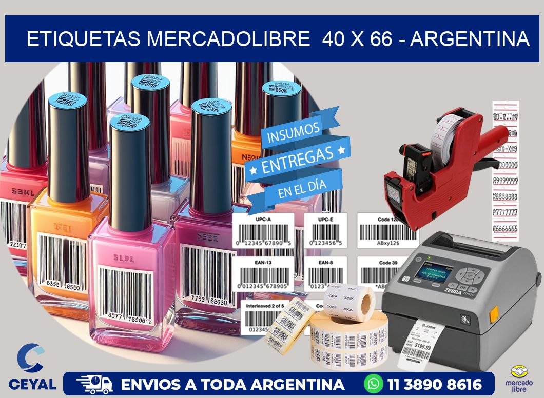 ETIQUETAS MERCADOLIBRE  40 x 66 - ARGENTINA