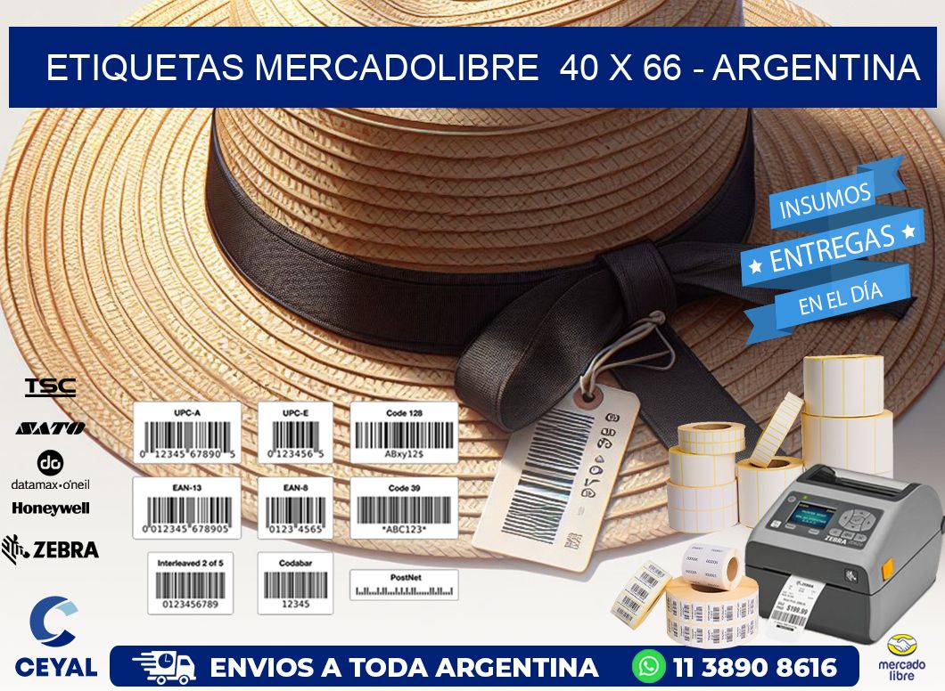 ETIQUETAS MERCADOLIBRE  40 x 66 - ARGENTINA