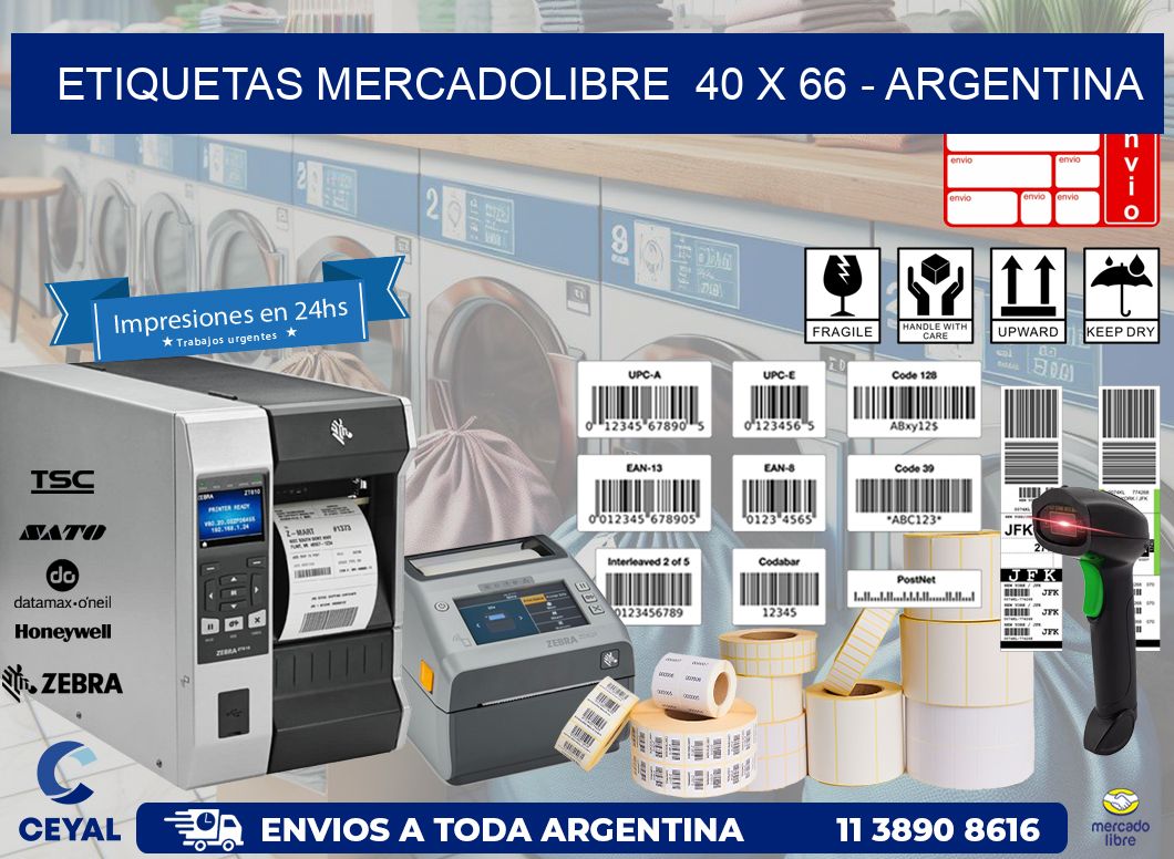 ETIQUETAS MERCADOLIBRE  40 x 66 - ARGENTINA