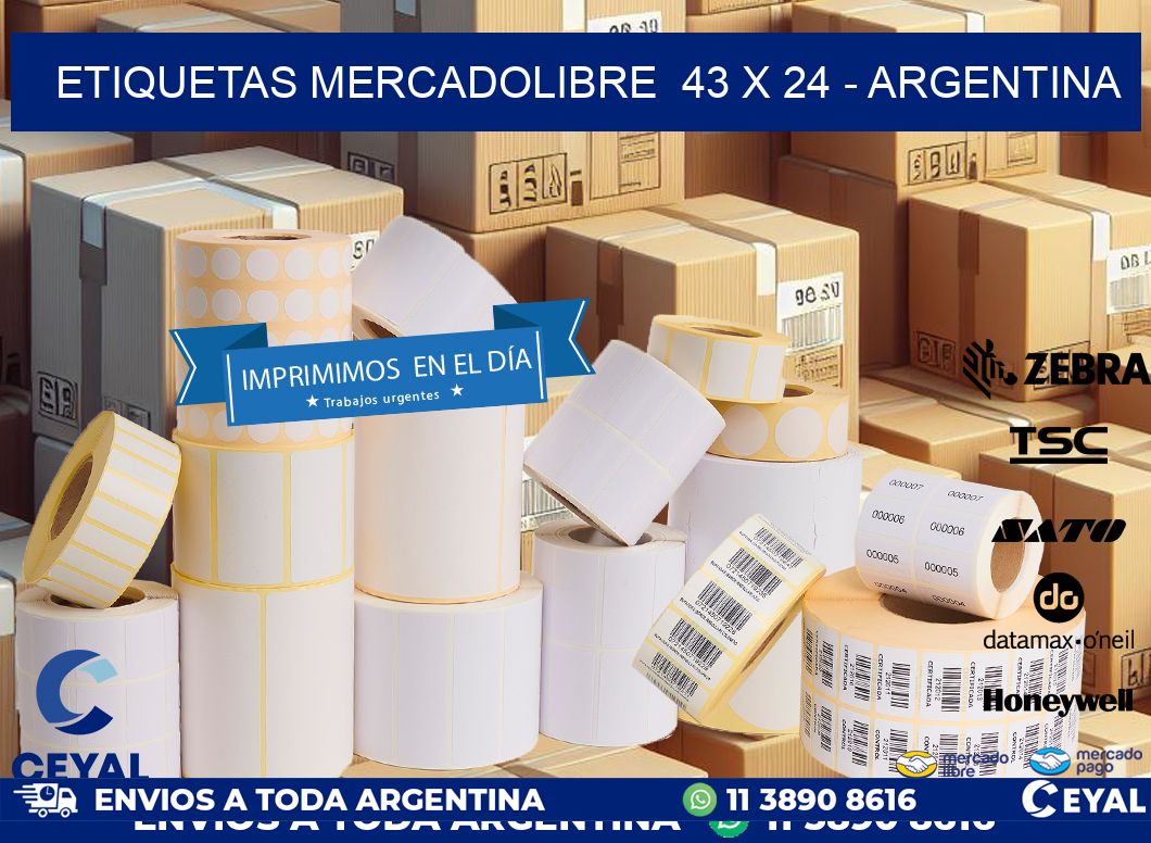 ETIQUETAS MERCADOLIBRE  43 x 24 - ARGENTINA