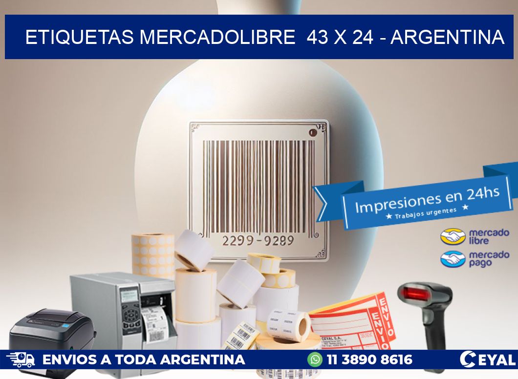 ETIQUETAS MERCADOLIBRE  43 x 24 - ARGENTINA