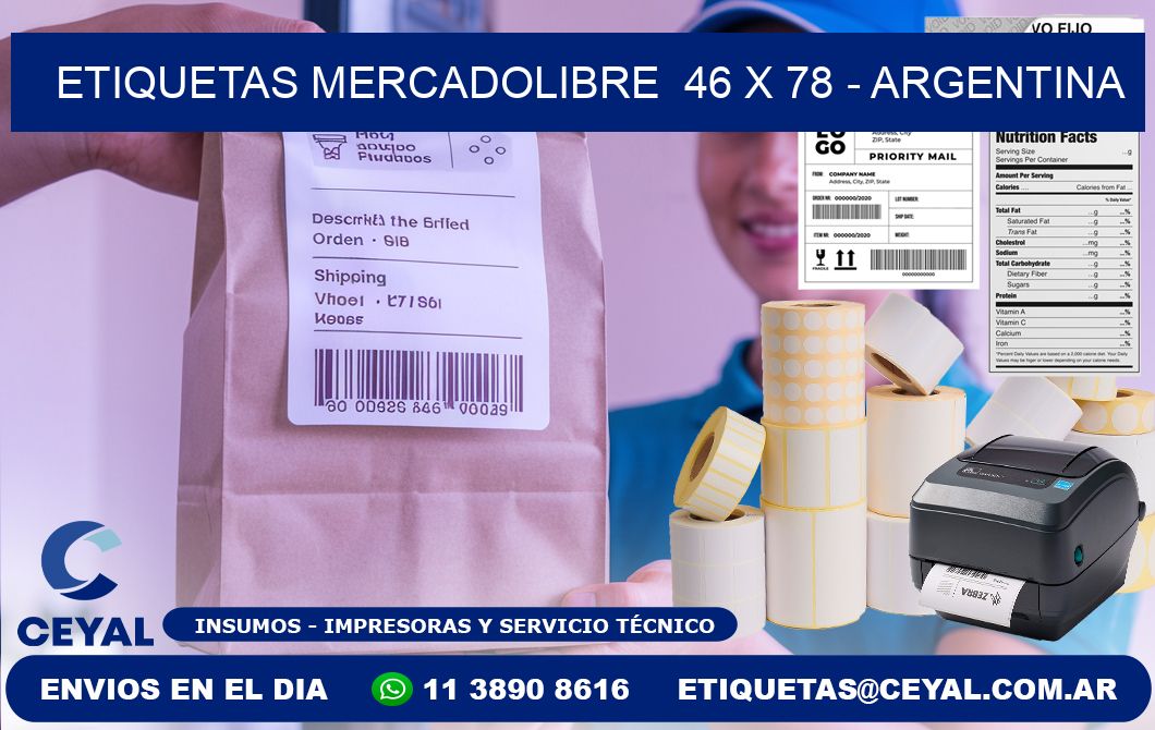 ETIQUETAS MERCADOLIBRE  46 x 78 - ARGENTINA