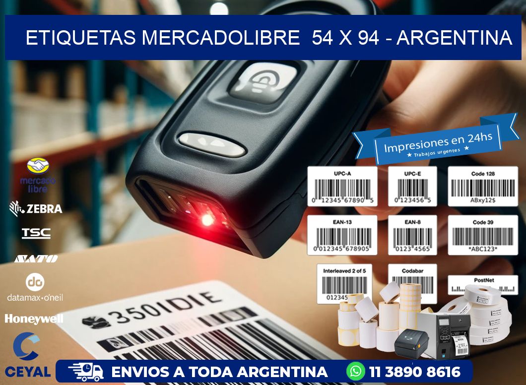 ETIQUETAS MERCADOLIBRE  54 x 94 - ARGENTINA