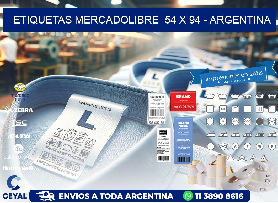 ETIQUETAS MERCADOLIBRE  54 x 94 - ARGENTINA