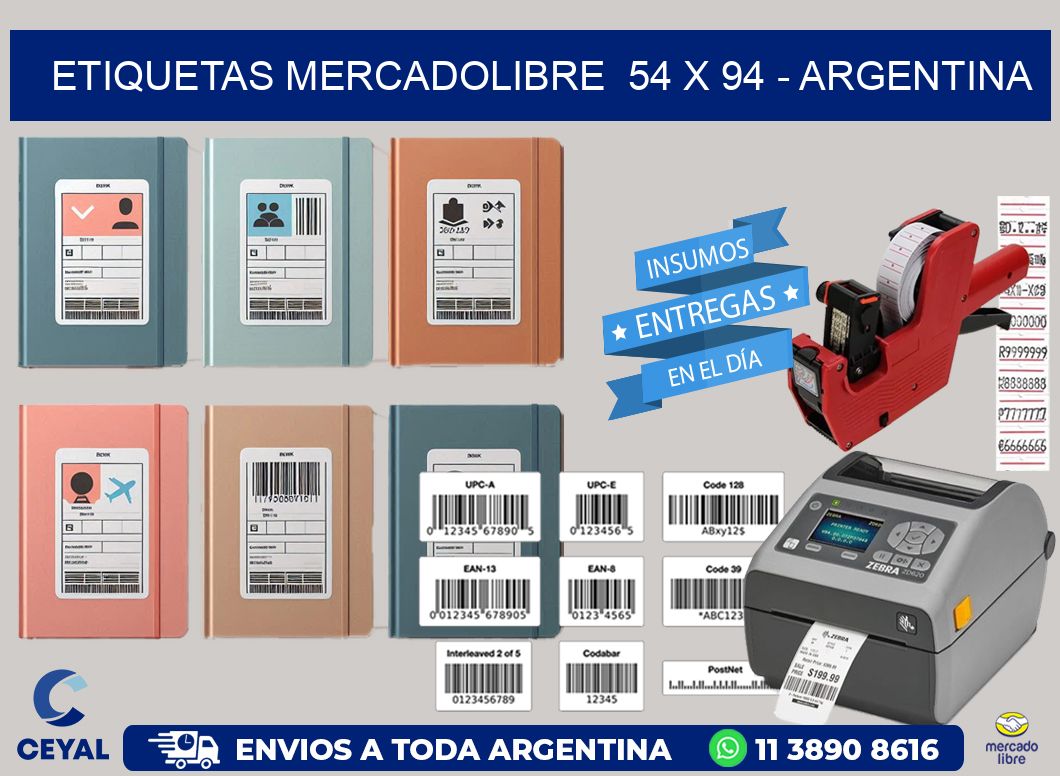 ETIQUETAS MERCADOLIBRE  54 x 94 - ARGENTINA