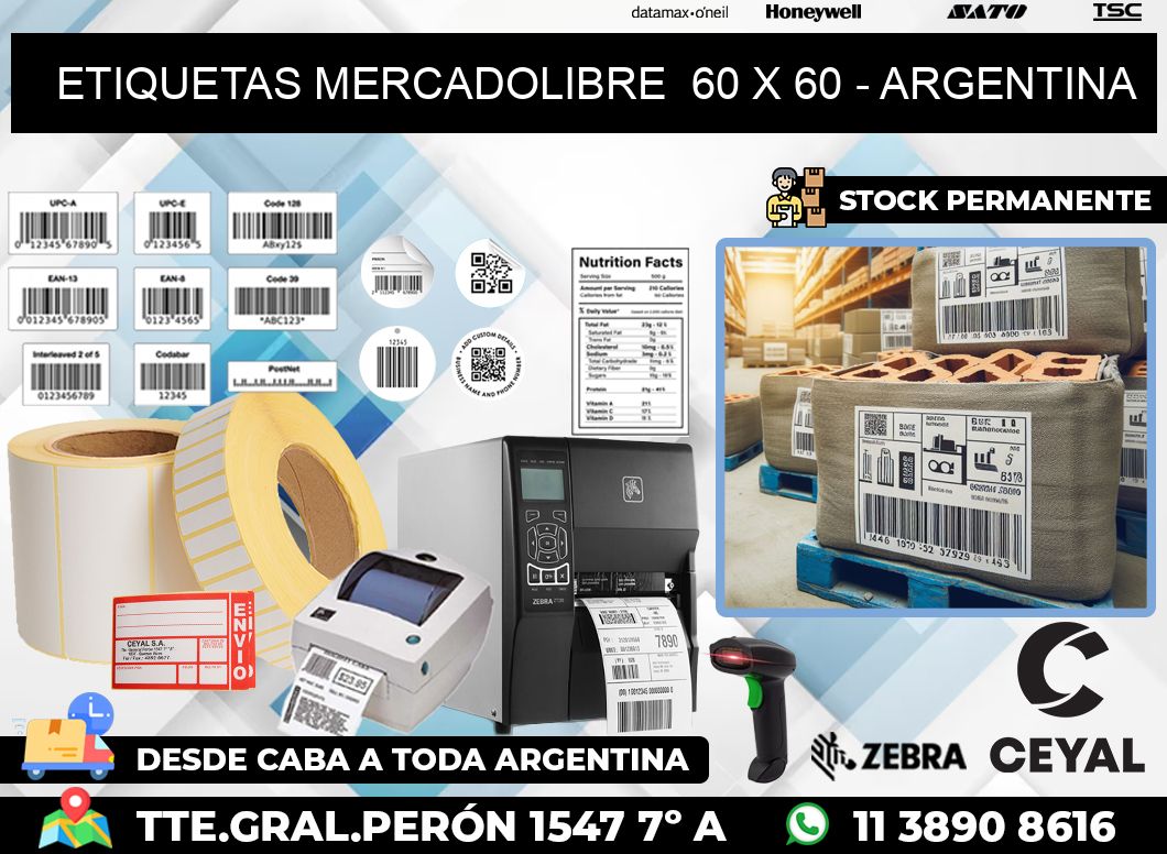 ETIQUETAS MERCADOLIBRE  60 x 60 – ARGENTINA