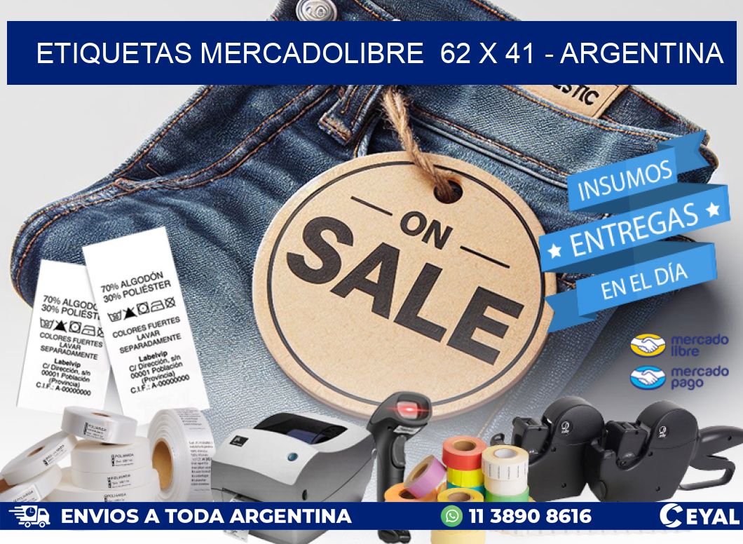 ETIQUETAS MERCADOLIBRE  62 x 41 - ARGENTINA