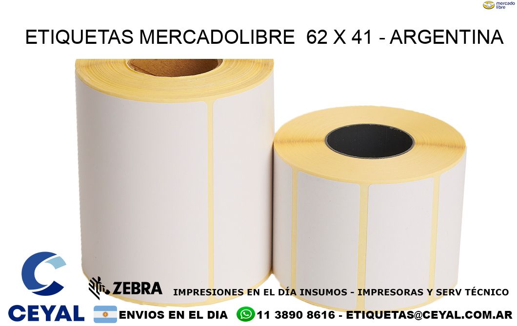 ETIQUETAS MERCADOLIBRE  62 x 41 - ARGENTINA