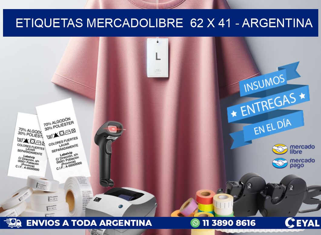 ETIQUETAS MERCADOLIBRE  62 x 41 – ARGENTINA