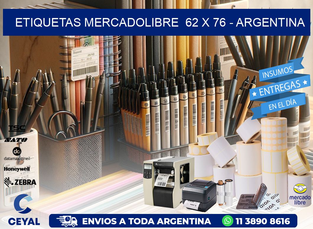 ETIQUETAS MERCADOLIBRE  62 x 76 - ARGENTINA