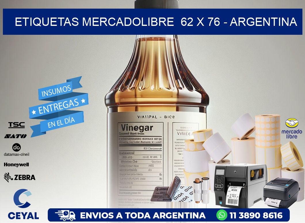 ETIQUETAS MERCADOLIBRE  62 x 76 - ARGENTINA