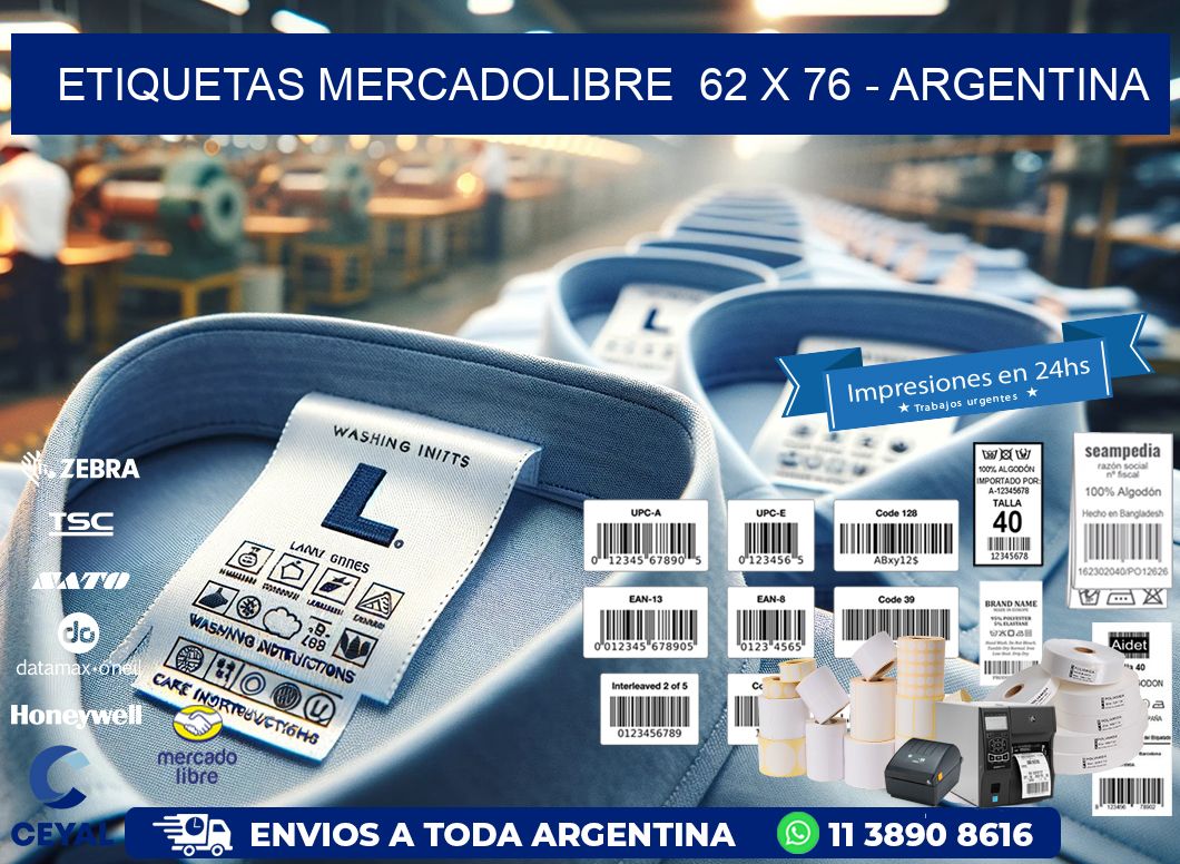 ETIQUETAS MERCADOLIBRE  62 x 76 - ARGENTINA