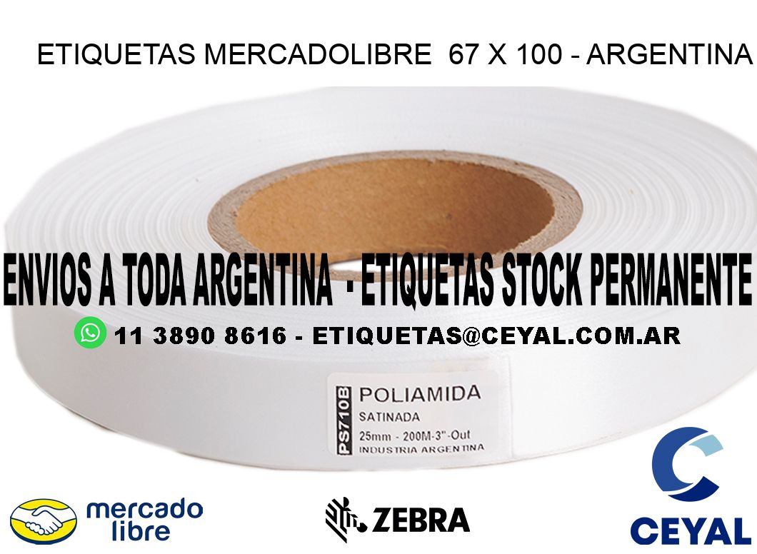 ETIQUETAS MERCADOLIBRE  67 x 100 - ARGENTINA