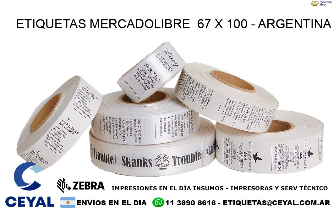 ETIQUETAS MERCADOLIBRE  67 x 100 - ARGENTINA