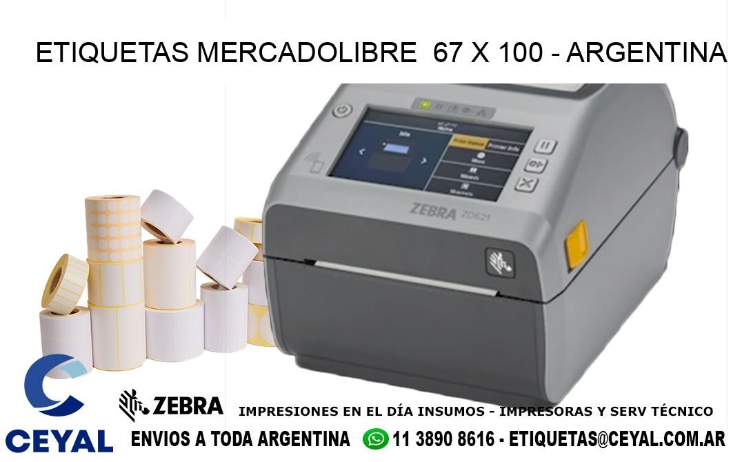 ETIQUETAS MERCADOLIBRE  67 x 100 - ARGENTINA