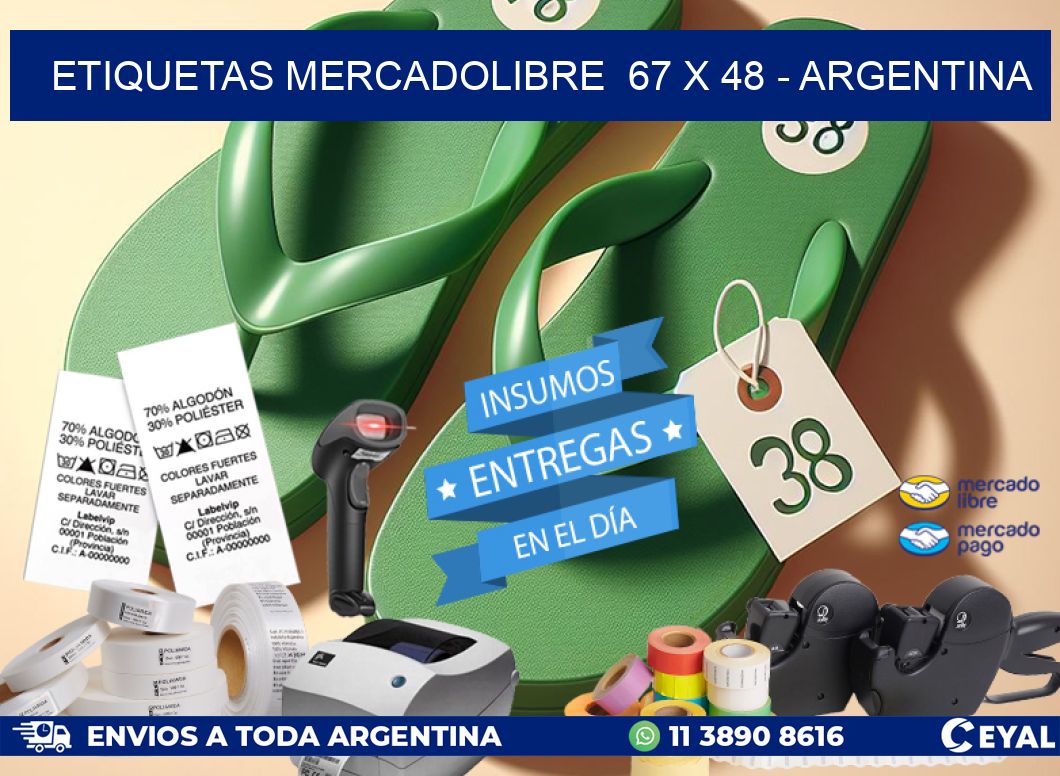 ETIQUETAS MERCADOLIBRE  67 x 48 - ARGENTINA