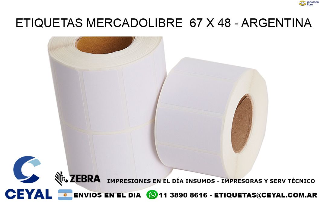 ETIQUETAS MERCADOLIBRE  67 x 48 - ARGENTINA