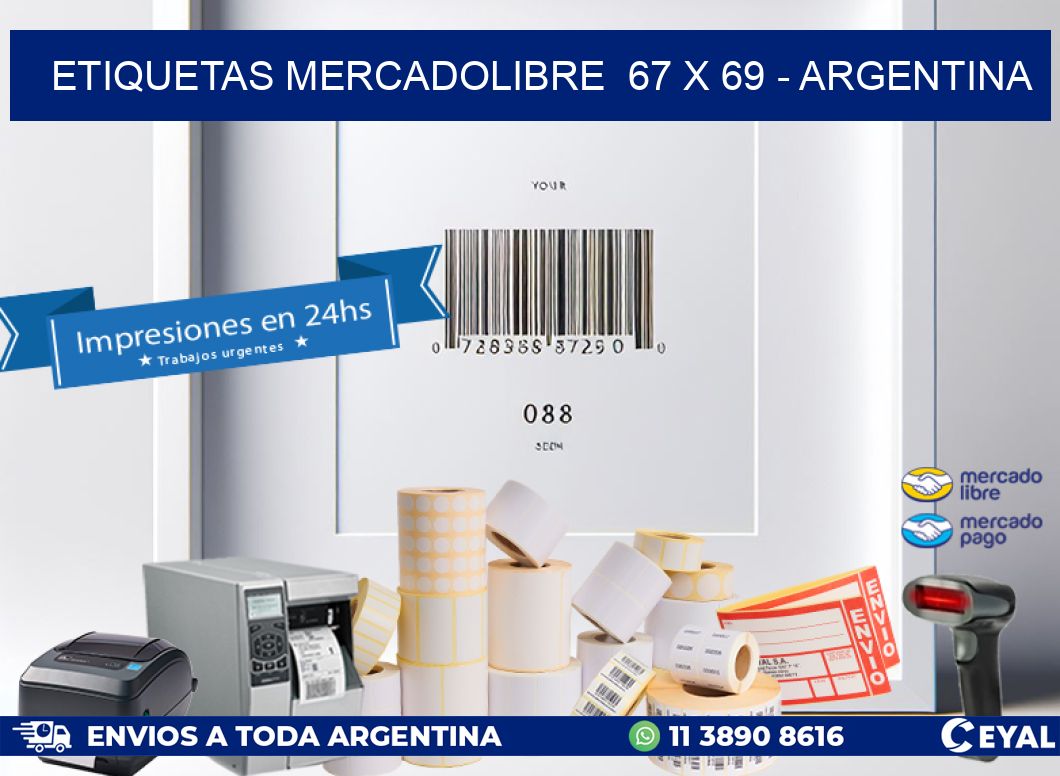 ETIQUETAS MERCADOLIBRE  67 x 69 - ARGENTINA