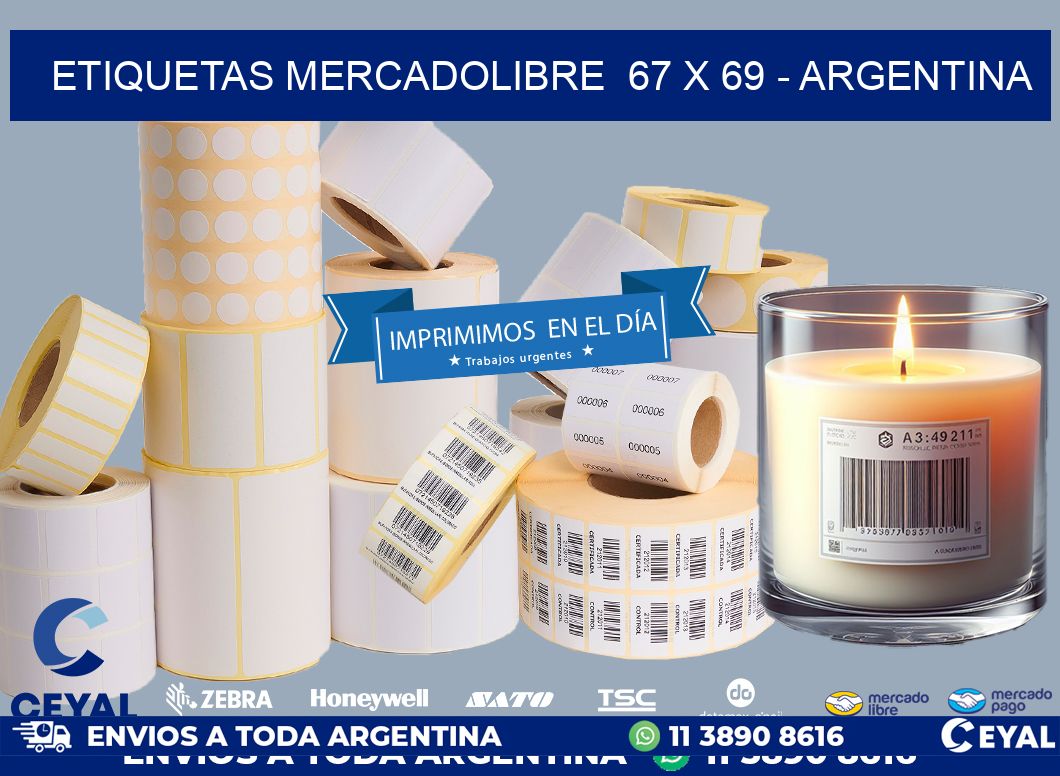 ETIQUETAS MERCADOLIBRE  67 x 69 - ARGENTINA