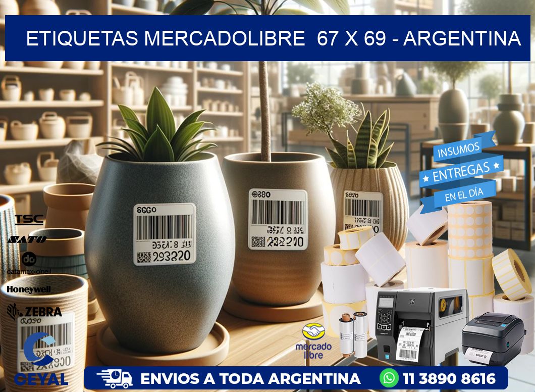 ETIQUETAS MERCADOLIBRE  67 x 69 - ARGENTINA