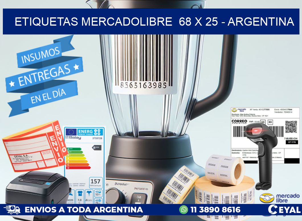 ETIQUETAS MERCADOLIBRE  68 x 25 - ARGENTINA